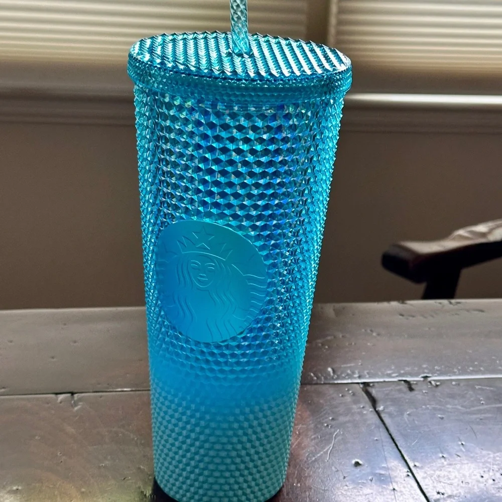 Starbucks Blue/Aqua Studded Gradient Ombre Tumbler Cup 24oz.